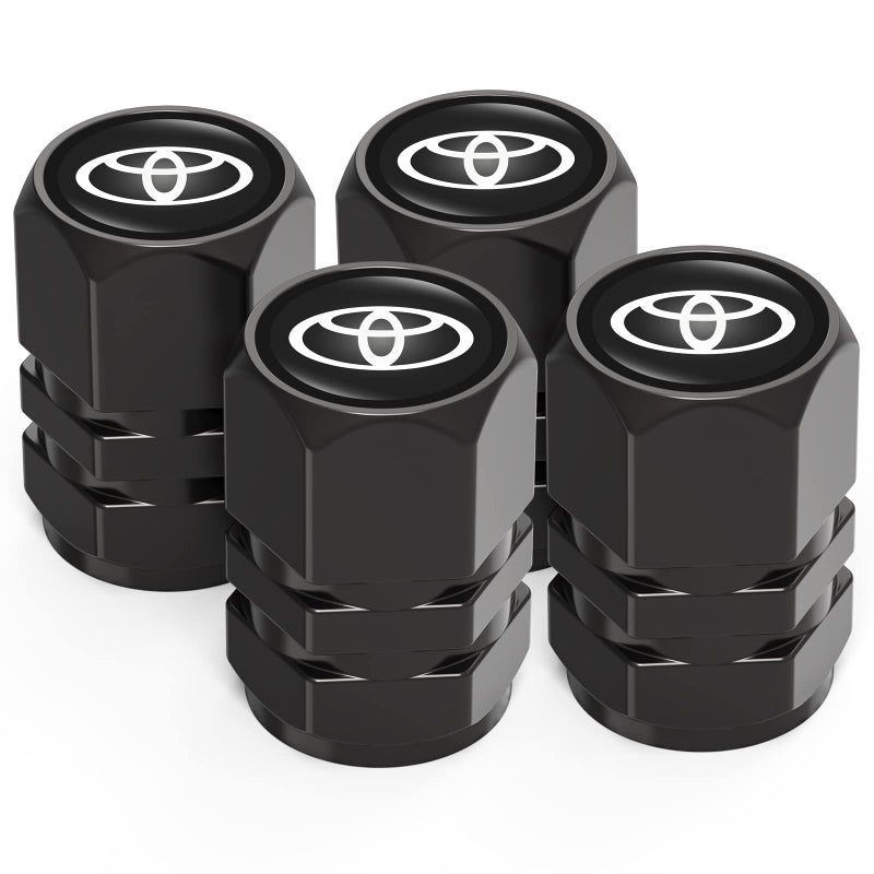 DSVI Tire Valve Caps, Valve Stem Caps Fit Toyota Corolla Avalon Camry Prius Allion RAV4 Highlander, Alloy Car Tire Caps for Corrosion Resistant Leak-Proof Car Accessories, Black - Image 2